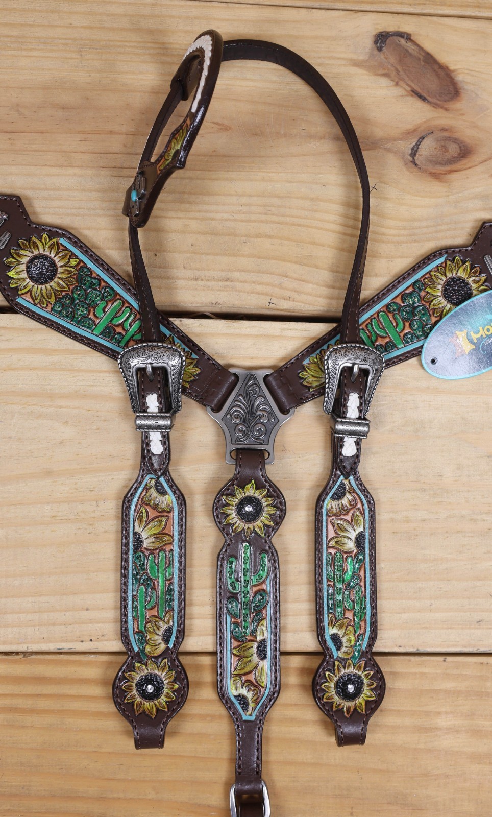Western Leather Headstall and Breast Collar Tack Set