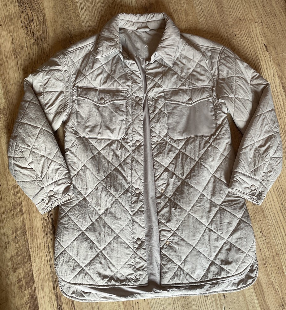 M&S Fawn Textured Quilted Collared Shacket Jacket Size 8