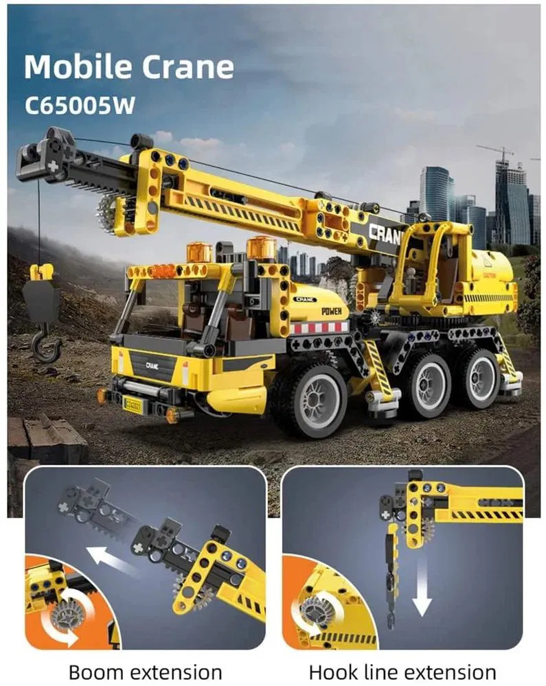 CaDA Mobile Crane Building Set � 658 Pcs Construction Vehicle Model Kit