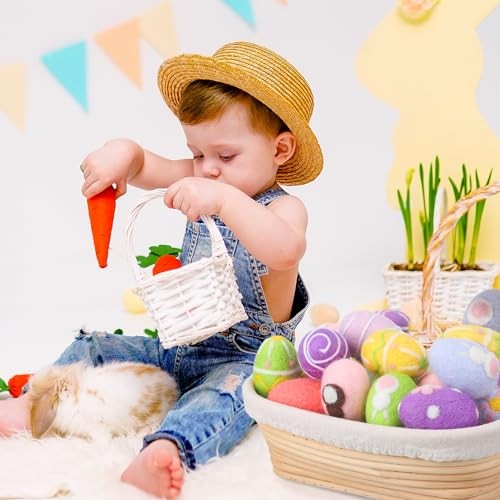 16 Pcs Easter Felted Eggs Bulk Basket Decor,Large Pastel Easter Egg Classic