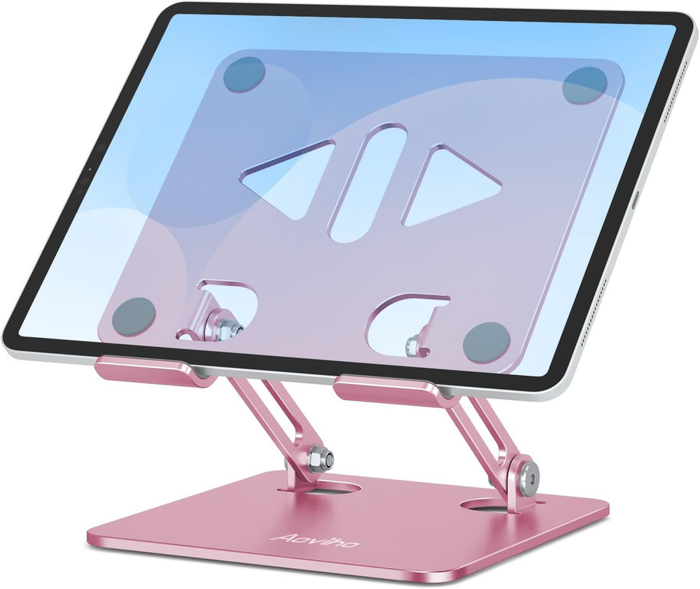 Tablet Stand Holder for Desk, Adjustable Desktop Tablet Holder, Foldable Aluminu