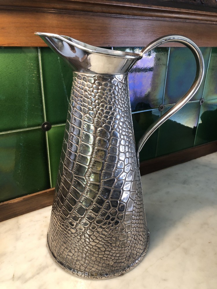 Antique C1910 JS & SB Old English Silver Plate Lizard Crocodile Pitcher
