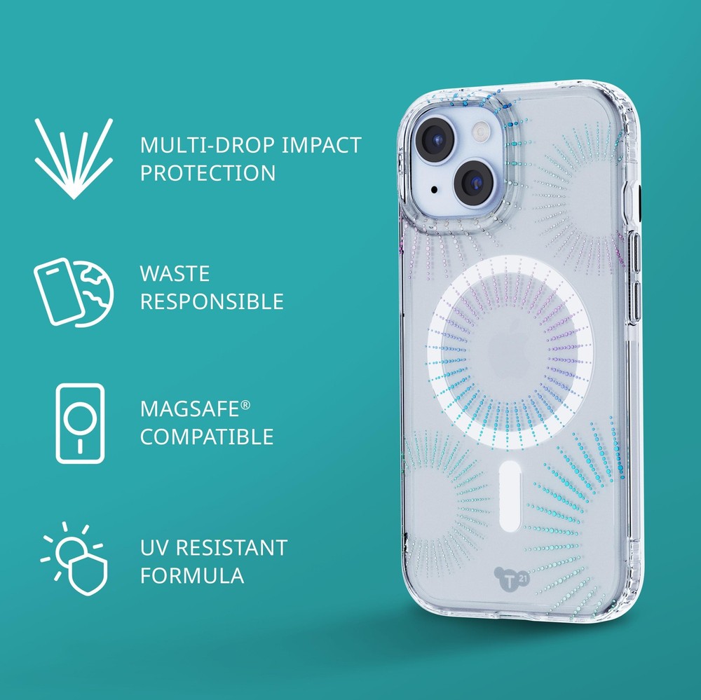 Tech21 Evo Sparkle Case iPhone 16e/15, MagSafe Compatible, 12ft Drop Protect