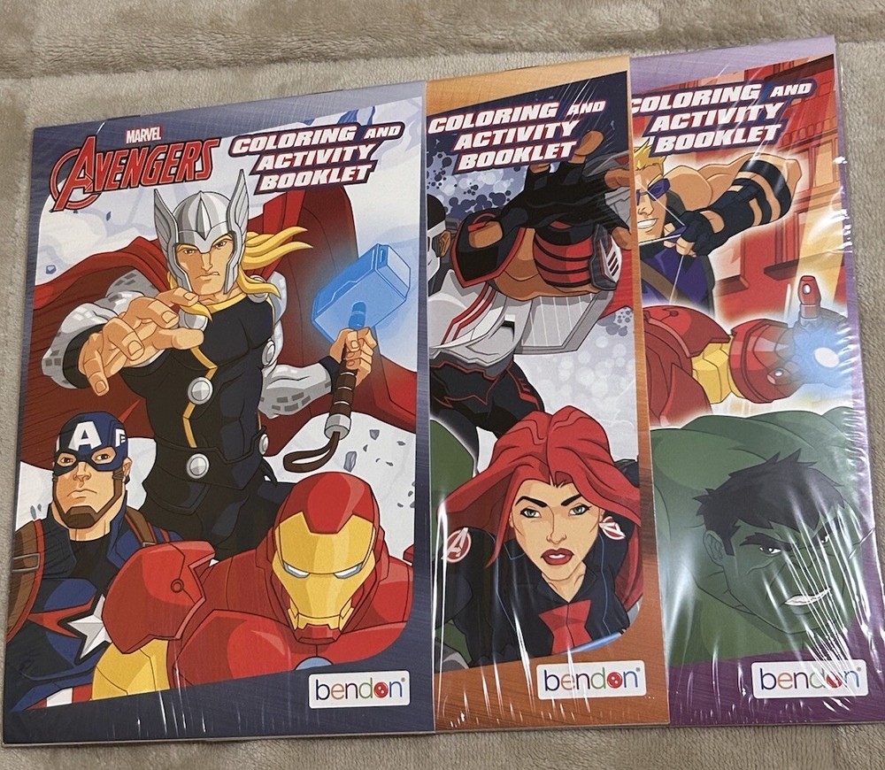 3 Marvel Avengers Kids Coloring & Activity Booklets