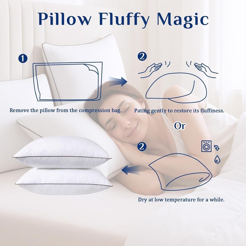 Queen Size Soft Support Pillow with Durable Microfiber Cover for Restful Sleep