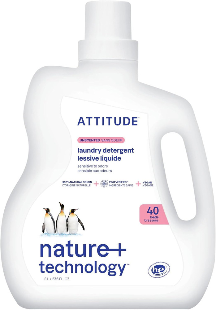 ATTITUDE Liquid Laundry Detergent, EWG Verified, HE Compatible, Plant-Based & Ve
