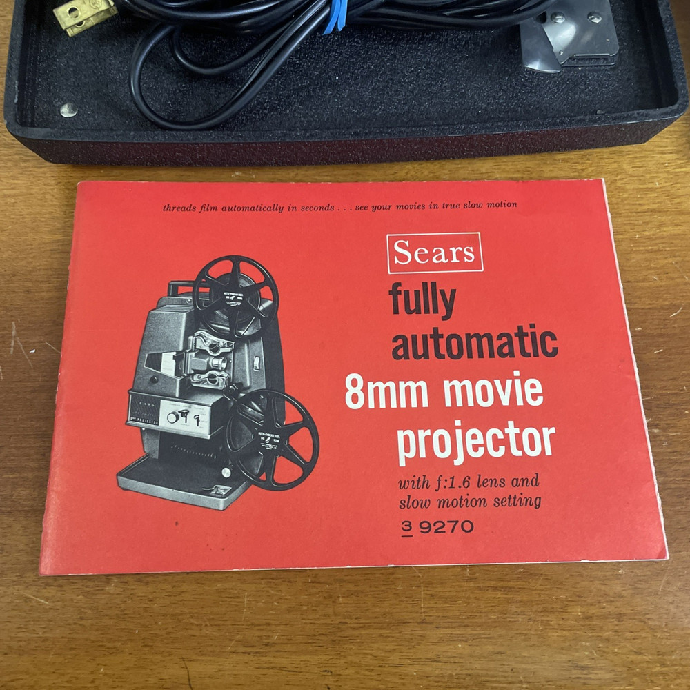 Vintage Sears Automatic 8mm Projector Tested Working, Needs Bulb Original Box