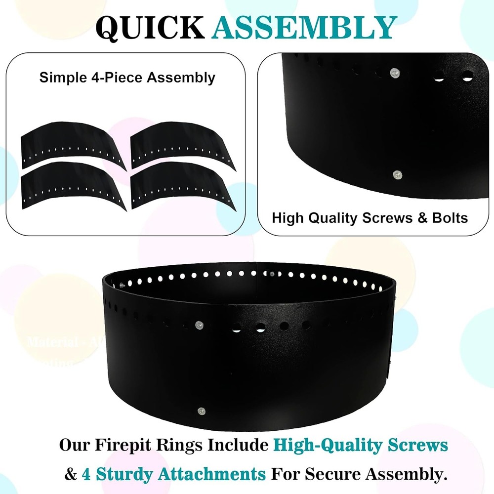 Fire Ring - 36" x 12" - Smokeless Fire Pit Ring For Outside Fire Pit