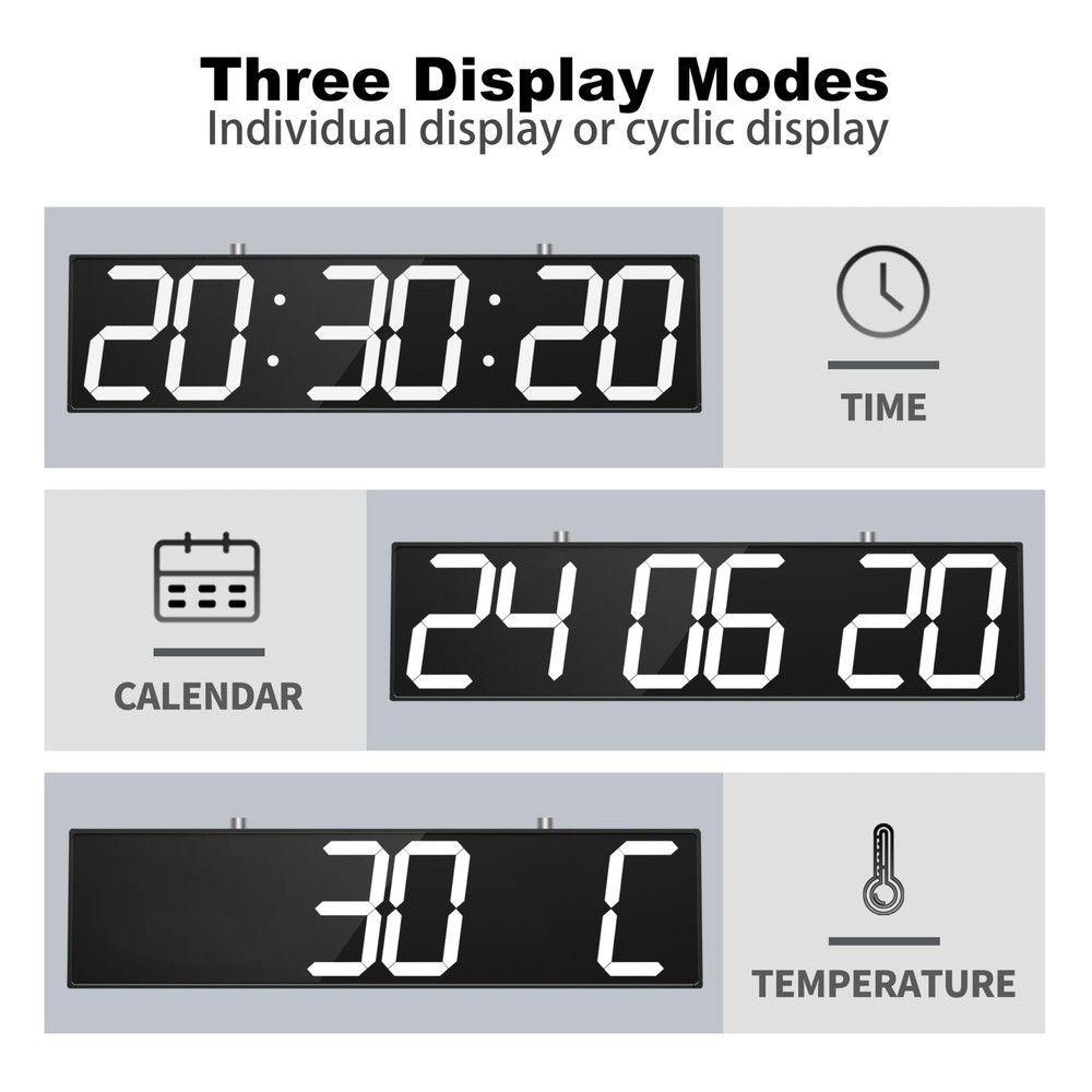 28.5‘’ Double Sided Digital Wall Clock, Multifunctional Led Countdow