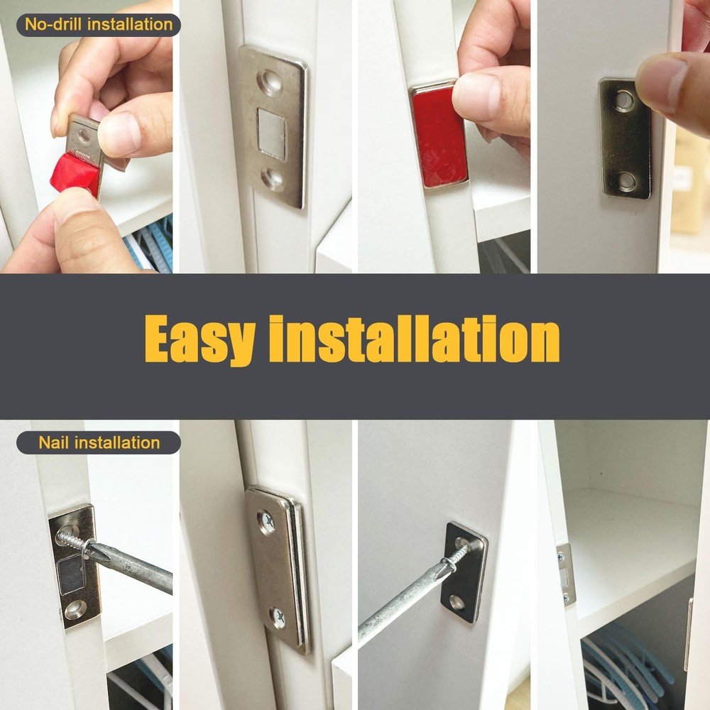 Cabinet Magnetic Catch,Ultra Thin 4 Pack Door Silver