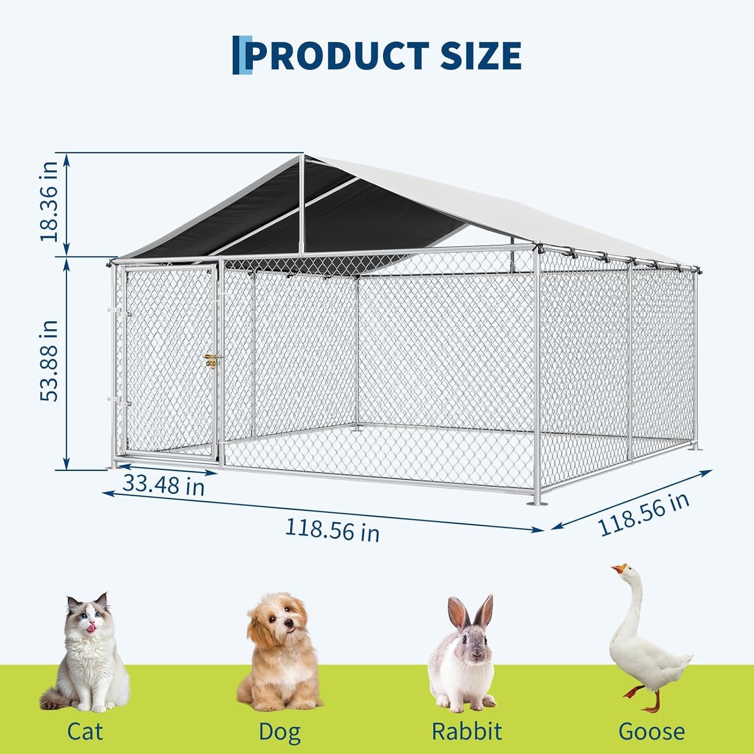 Large Dog Kennel Outdoor with Roof Heavy Duty Pet Fence Enclosure for Big Dogs
