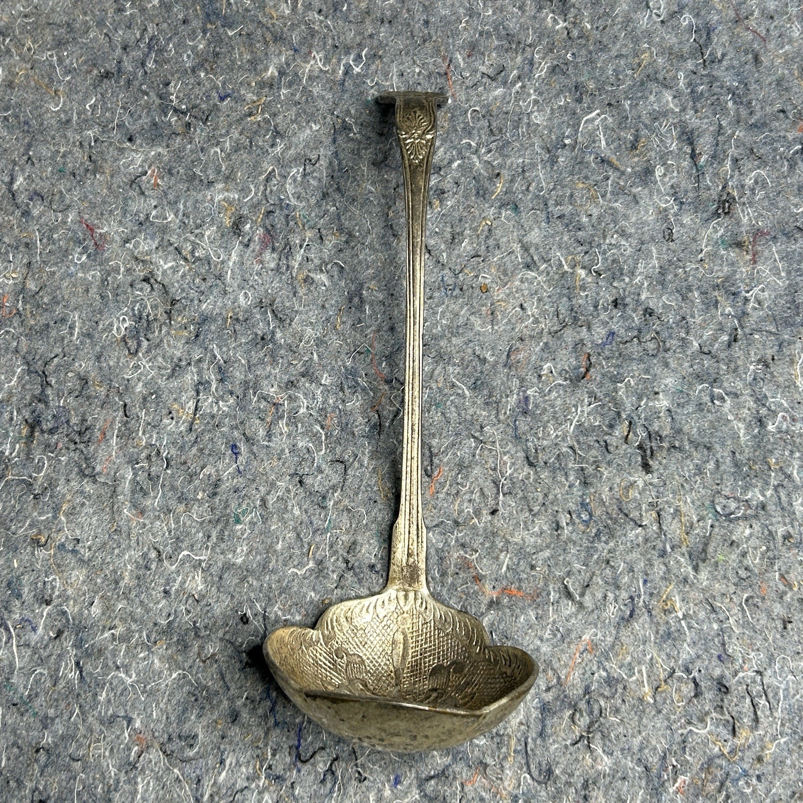 Vintage Ornate Soup Ladle Floral Pattern Silverplate Serving Spoon