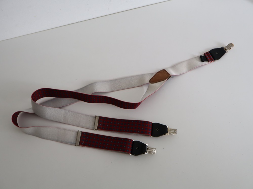 Vintage St Michael Marks & Spencer Braces 1980s Red Patterned