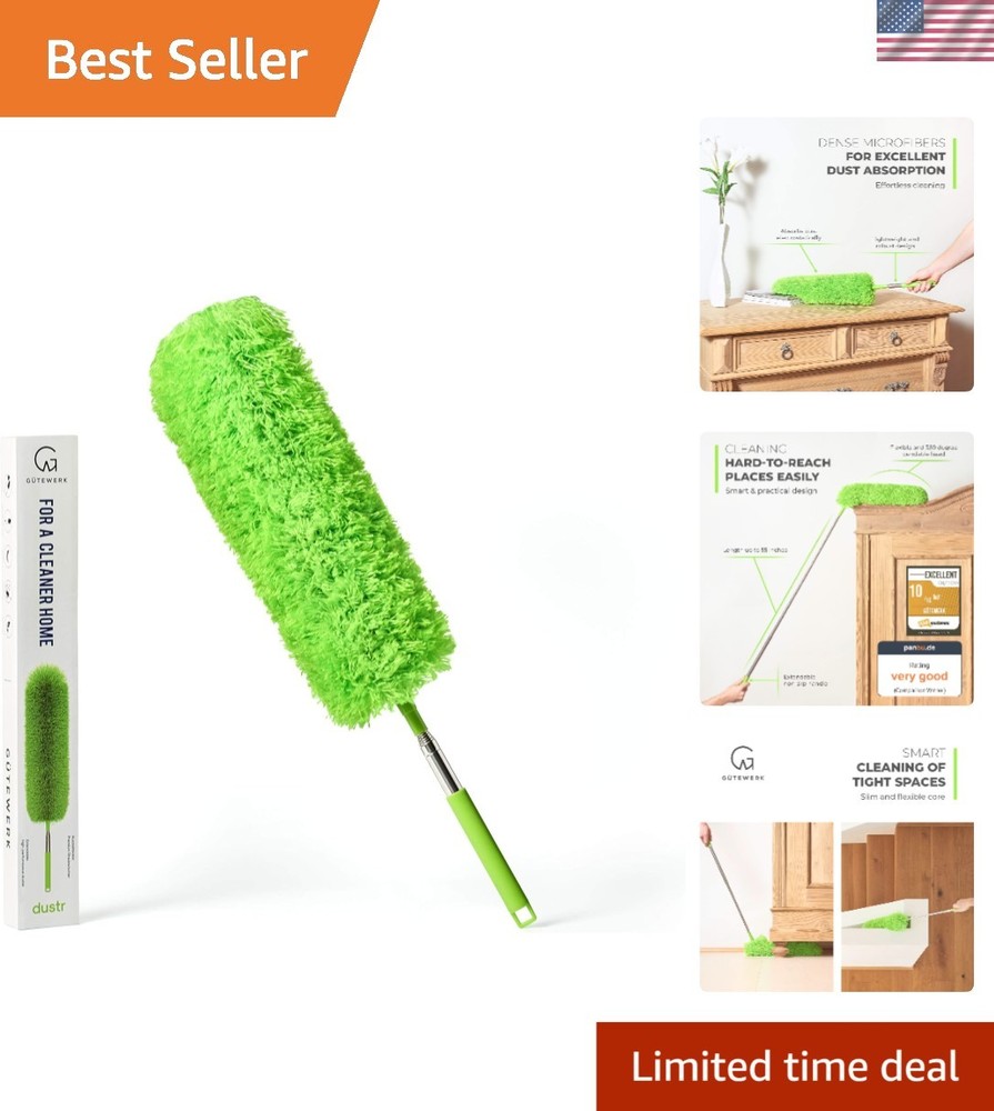 Extendable Feather Duster Microfiber with Bendable Head and Telescopic Pole