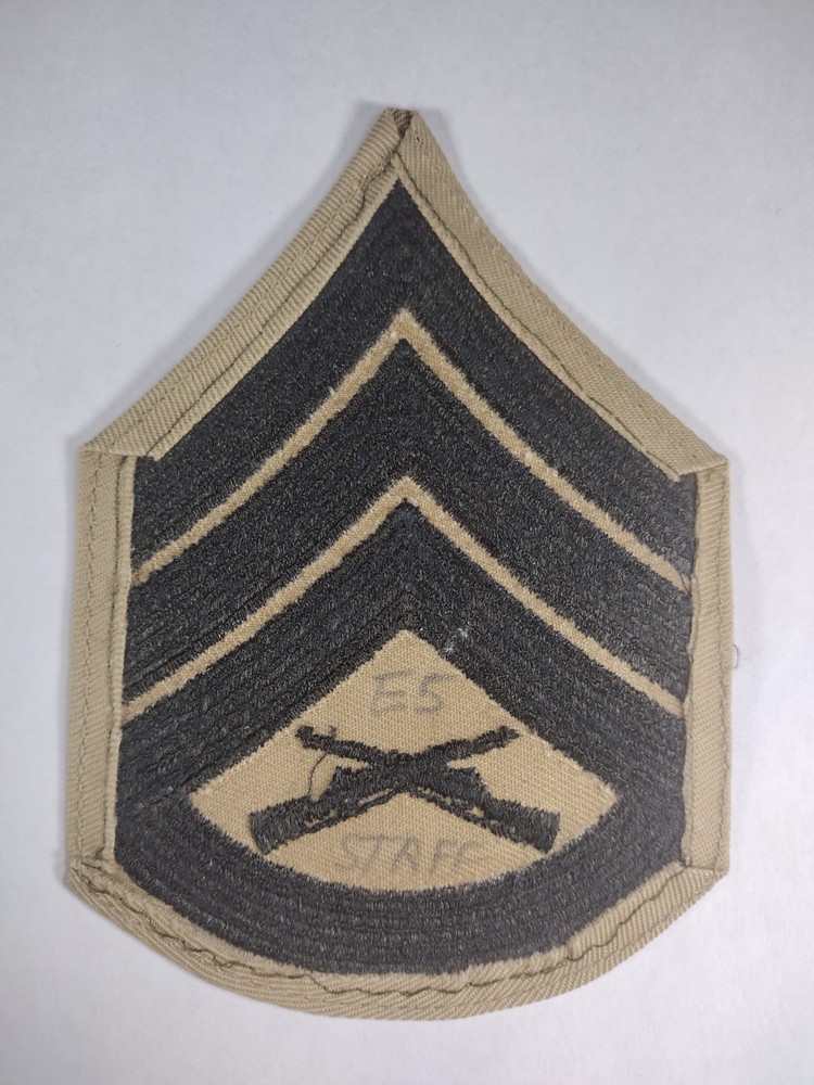 USMC Staff Sergeant E-6 Green on Khaki & Tan Embroidered Patch