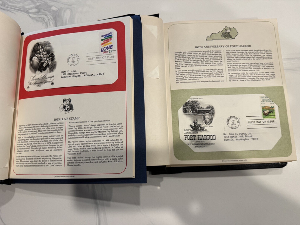 100 FDC 1970'S 1980'S US POSTAGE STAMPS 2 ALBUMS ADDRESSED PRISTINE VARIETY