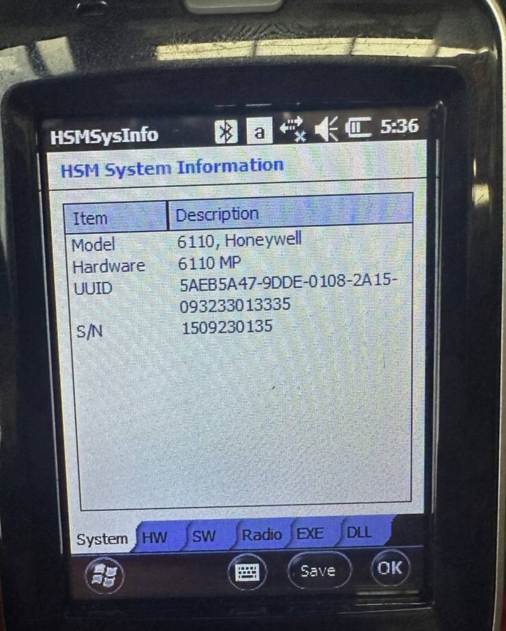 Honeywell Dolphin 6110 Bluetooth 28Key windows Mobile Barcode Scanner (Used)
