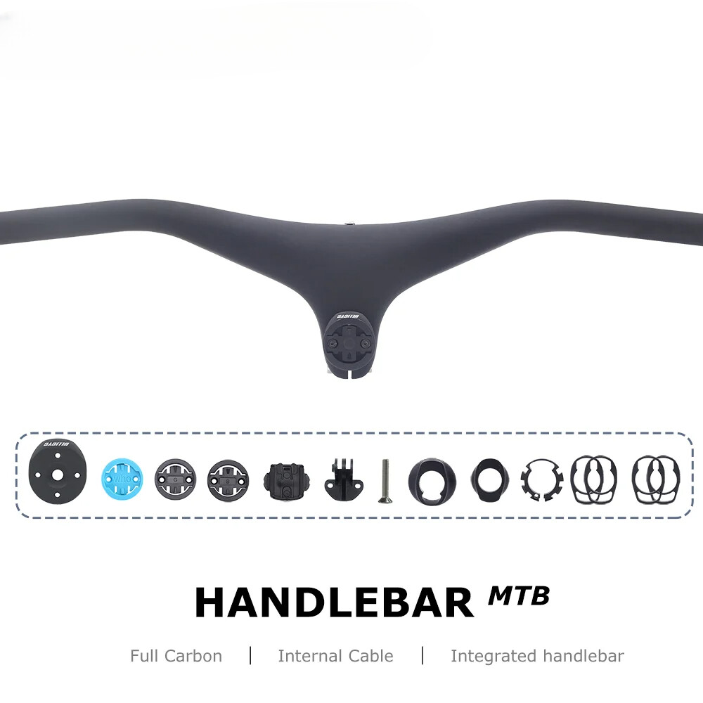 Full Internal Cable Carbon MTB Bicycle Integrated Handlebar -17° with Spacer