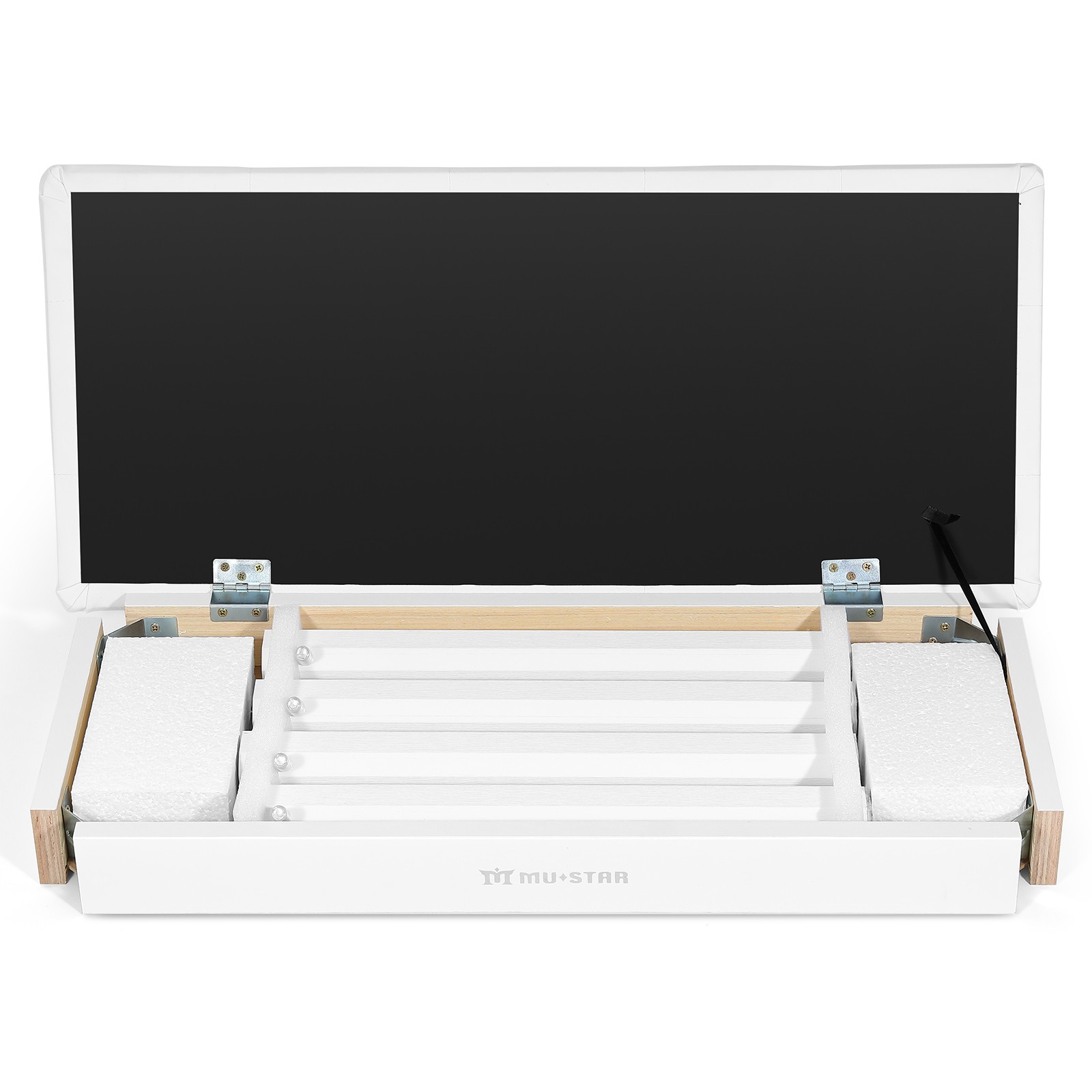 Wooden White Duet Piano Keyboards Bench Vanity Stool with Storage,Padded Cushion