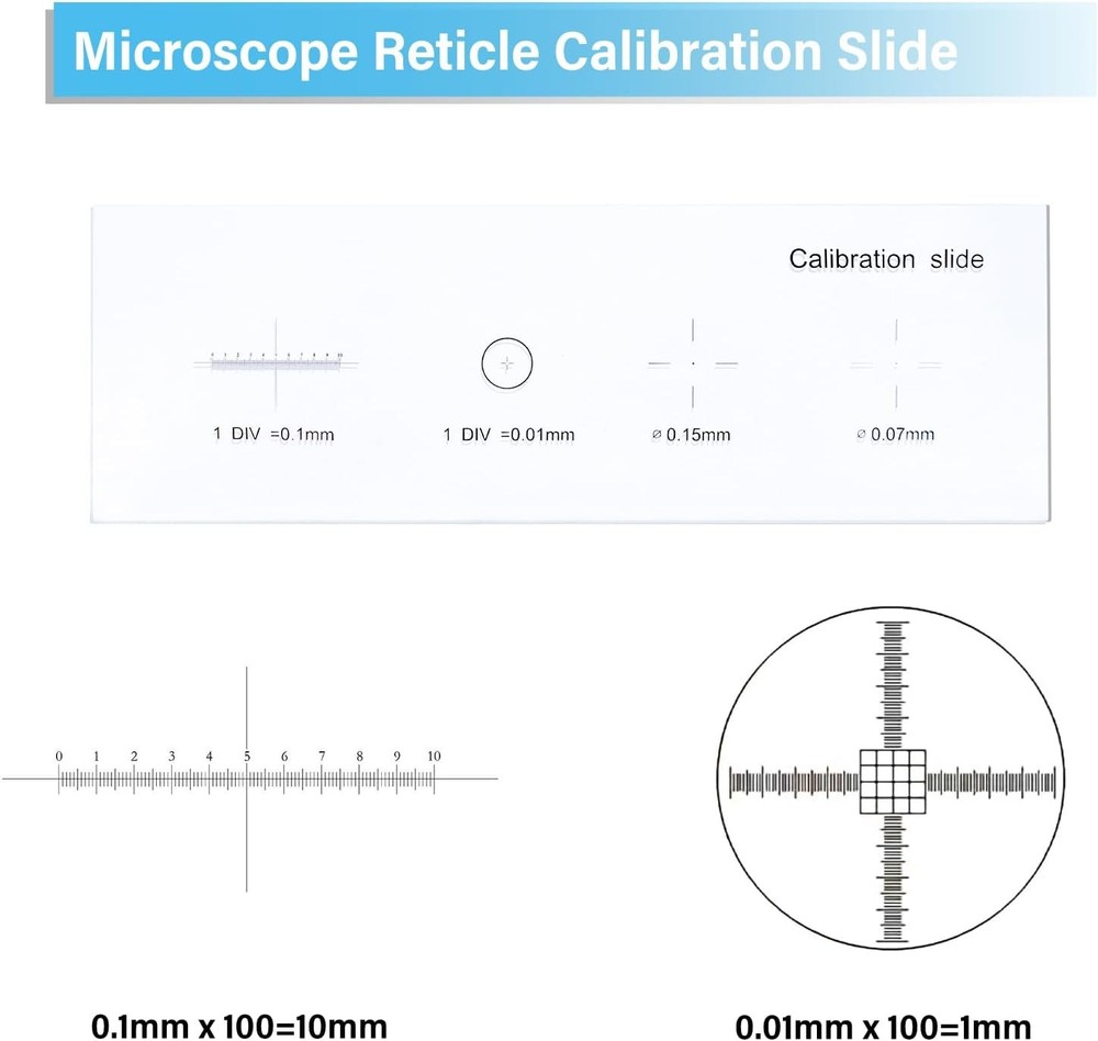 Microscope Calibrating Ruler Reticle Calibration Slide 0.01mm measuring ruler US