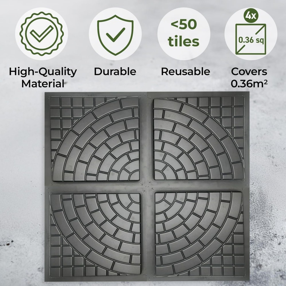 4-Pack Plastic Concrete Molds Pathmaker Paving Walkway Large Cobblestone