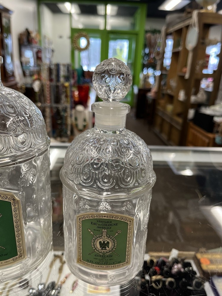 2 Extra Dry Eau De Cologne Imperiale Guerlain Bottles, 16 fl oz & 32 fl oz,Empty