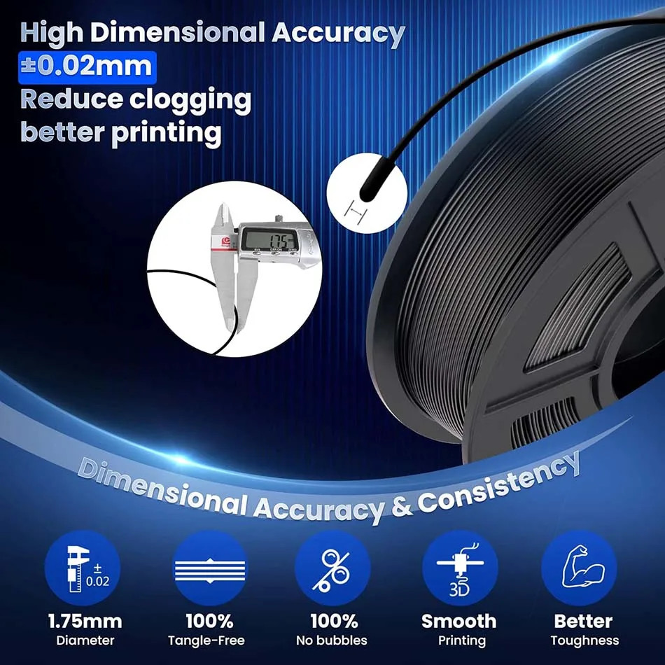 JAYO 11KG PLA+2.0 Gray 3D Printer Filament 1.75mm Precise Dimension For Tools