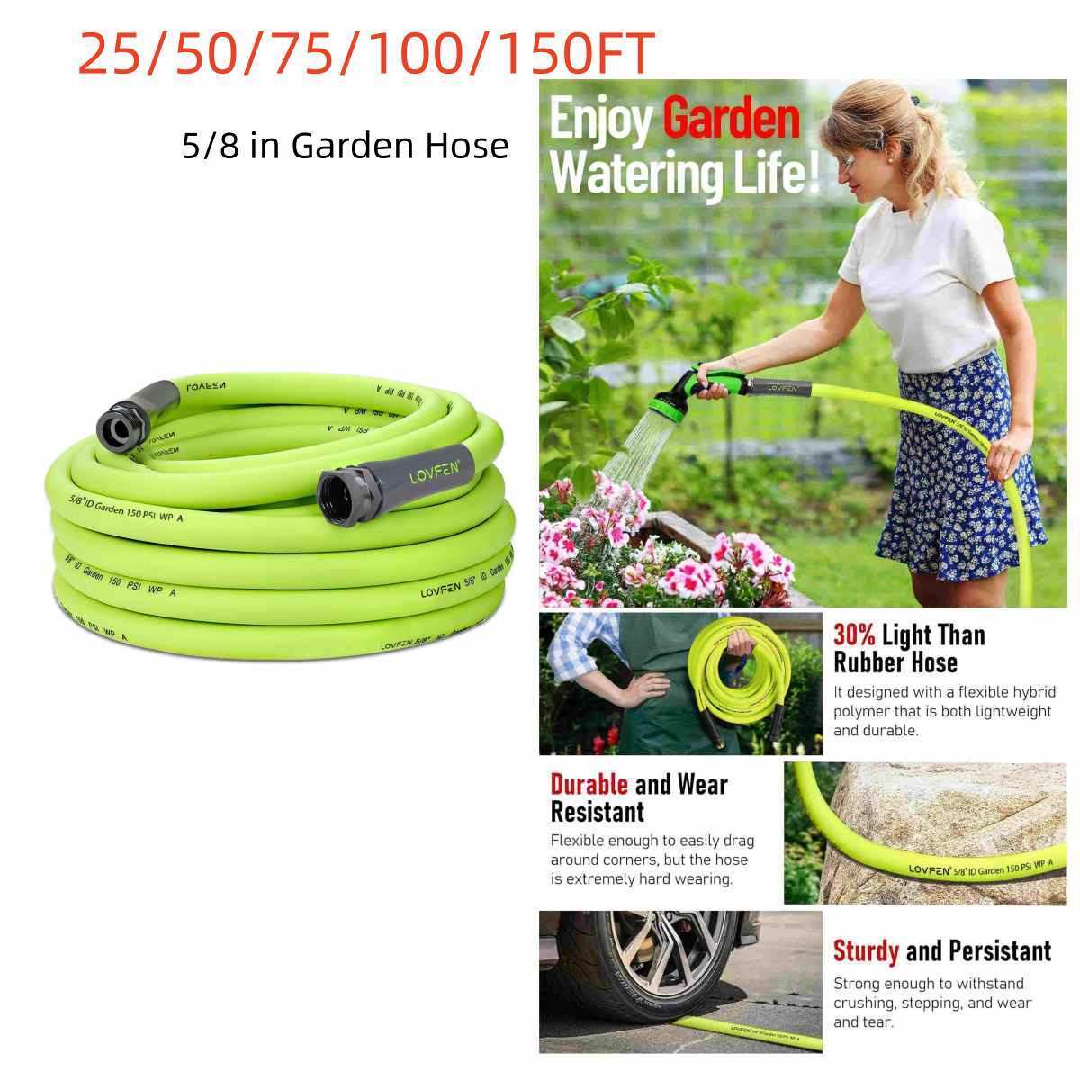 25/50/75/100/150FT Premium 5/8' Rubber Garden Hose Heavy Duty ZillaGreen