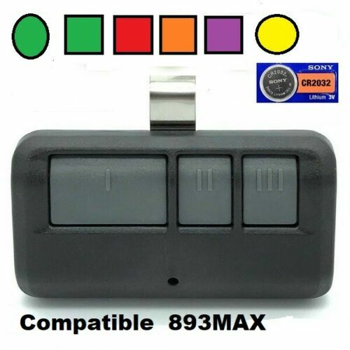 For Chamberlain 893MAX 3-Button Visor Remote Control Garage Door Opener 1-Pack