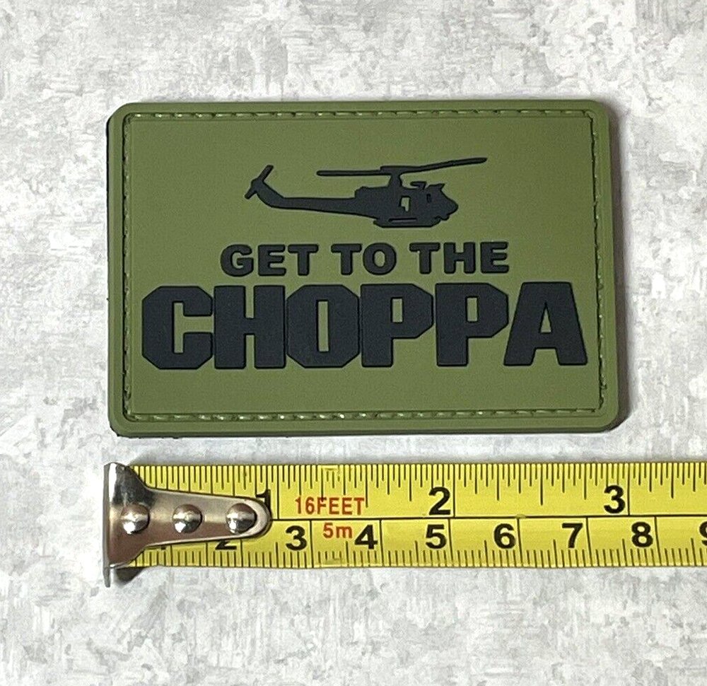 Get To The Choppa Tactical Morale PVC Patch, Helicopter Green Predator Patch
