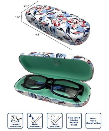 [4 PACK /], Printed Pattern Durable Hard Clamshell Eyeglass 3 PACK Rose Flower