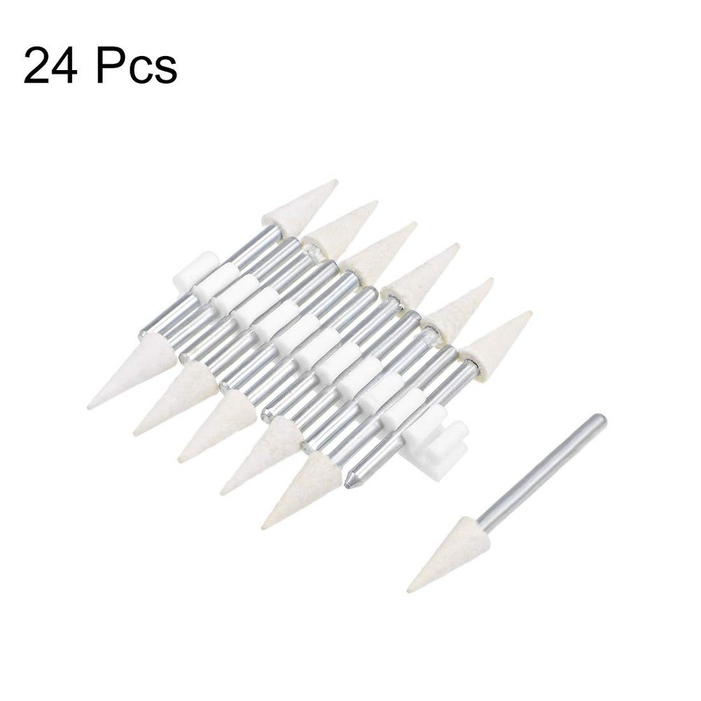 uxcell 6mm Wool Felt Mounted Points Conical Polishing Bits Burrs Buffing