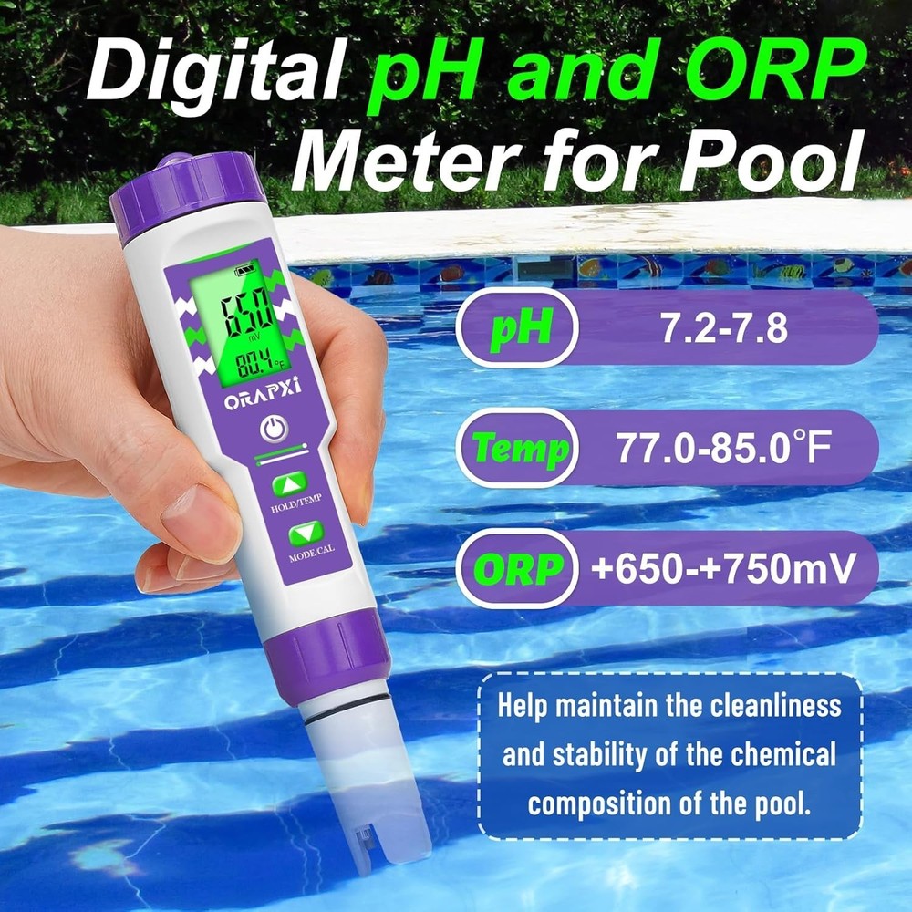 Precision pH and Salinity Testing for Pools - Reliable 6-in-1 Meter for Home Use