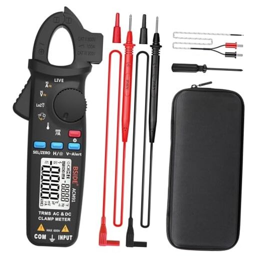 DC Clamp Meter 1mA Current True RMS Auto-Ranging 6000 Counts Digital Black