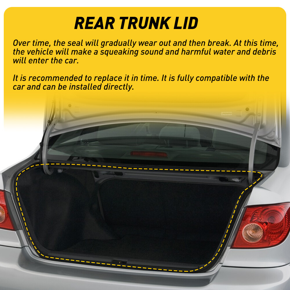 Weatherstrip Rear Trunk Lid Black Rubber For 2003-2008 Toyota Corolla Seal Strip