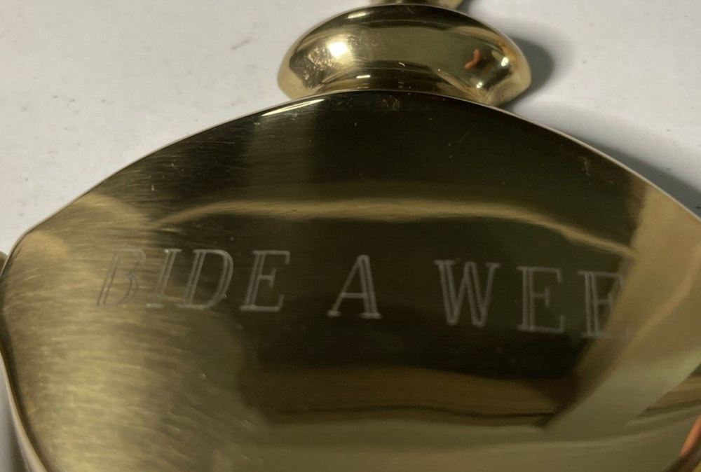 THINGS REMEMBERED Solid Brass Door Knocker Engraved w/ Scottish Term BIDE A WEE