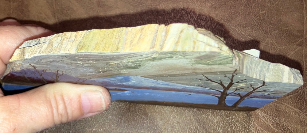 Painted Scene On Morrisonite Jasper, Signed by Catherine Melton