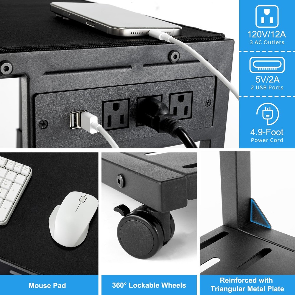 PC Stand, Adjustable Computer Tower Stand on Wheels, Heavy Duty Metal Compute...