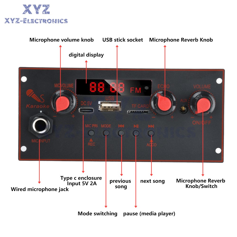DC 3.7-5V 10W Mono Bluetooth 5.0 Audio Power Amplifier Module MP3 Decoding Board