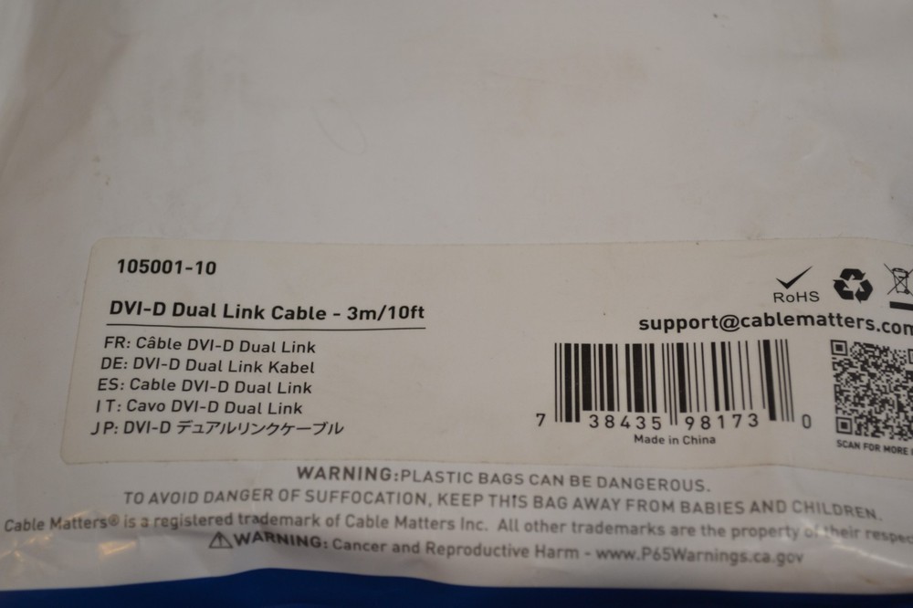 3 pack - Cable Matters DVI-D Dual Link Cable - 3m/10ft