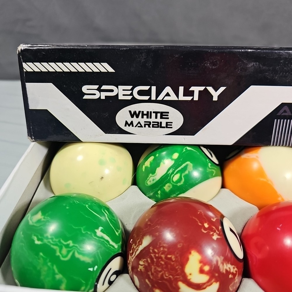Action White Swirl Marble Pool Ball Set - BBWM