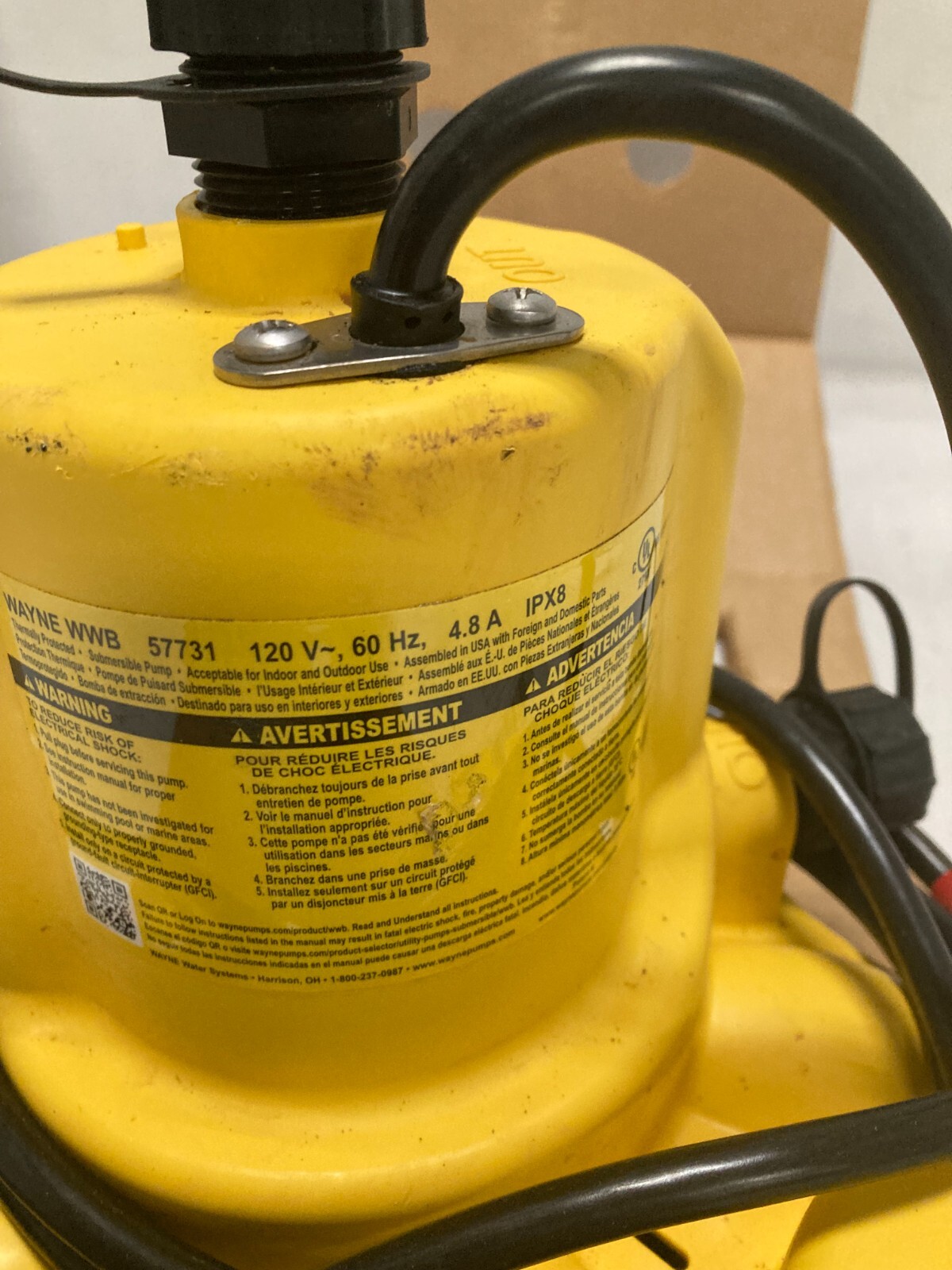 Wayne Water Bug Submersible Utility Pump, 0.16hp Indoor/Outdoor Water Removal