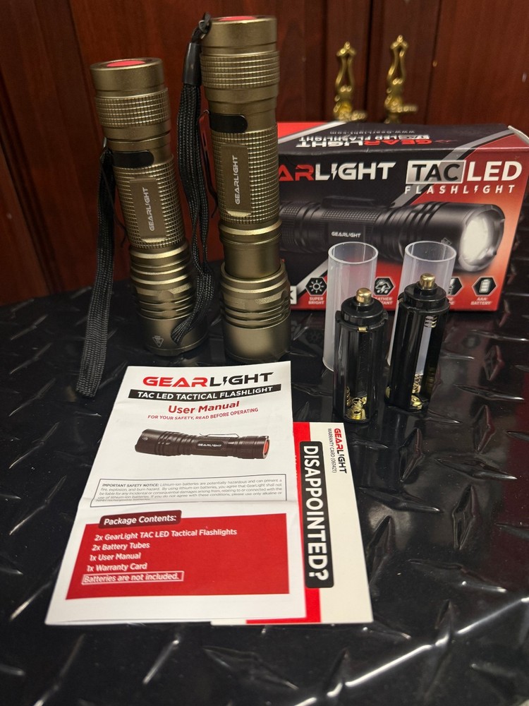 GearLight TAC LED Flashlight 2 Pack Compact Tactical Flashlights DESERT TAN COLO