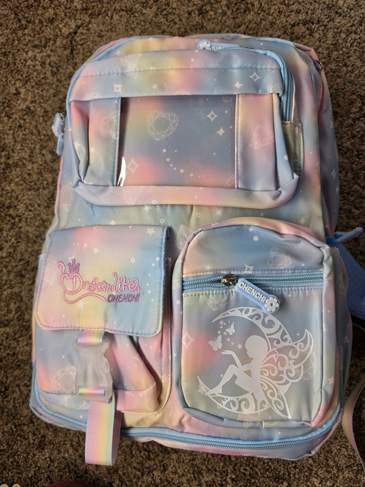 CHENCHI Dreamlike Backpack Large Multicolor Fairy Zip Canvas