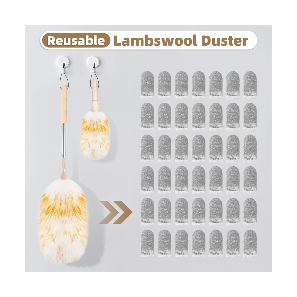 LOVECO Feather Duster for Cleaning, Extendable Lambswool Duster 29-... Fast Ship