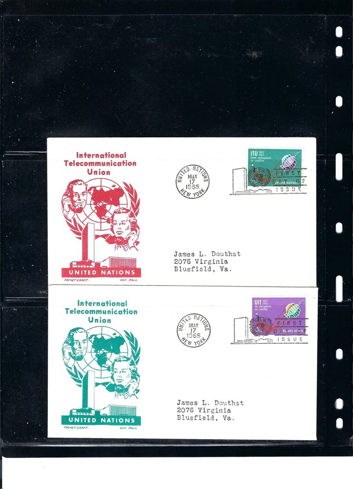 1965 TELECOMMUNICATIONS UNION FDC (Scott# 141/142) - CACHET CRAFT CACHET (993)