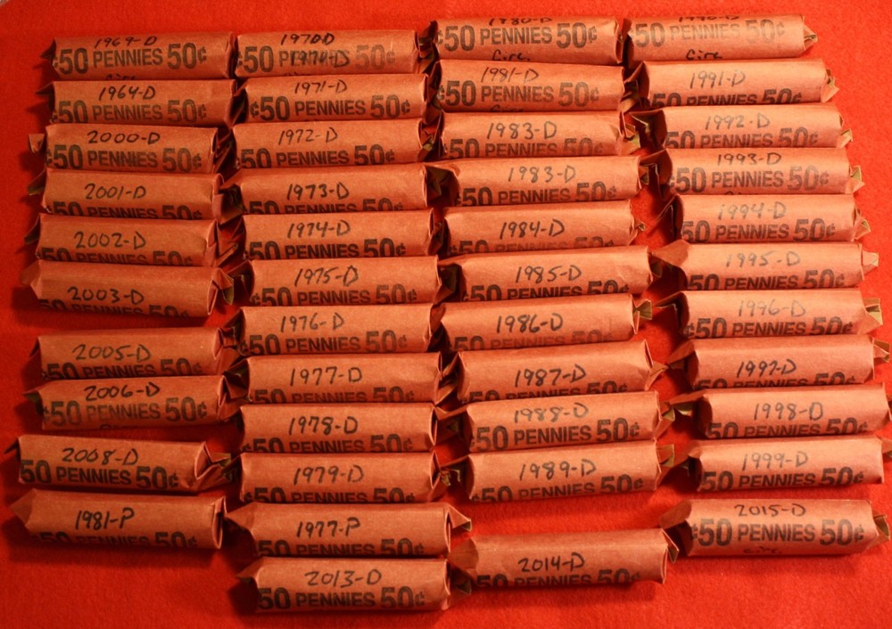 2016-D Lincoln Shield Cent Penny 50 Coin roll Circulated