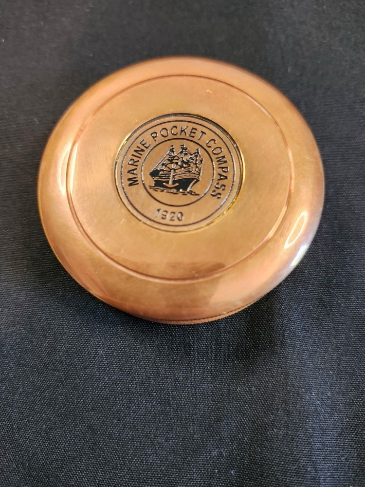 Brass Compass With 2 1/2 X 2 1/2” Leather Case