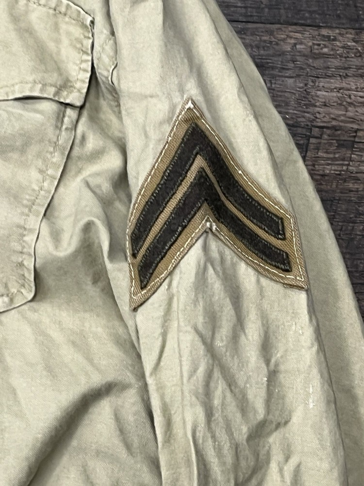 Original ? Ww2 US Army Sergeant Shirt Tunic Size 17.5 Uniform Rank Patch