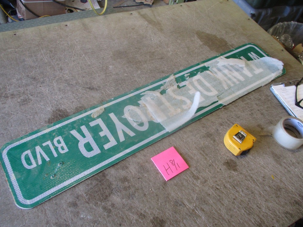 Used 42x8" Road Sign "TANK DESTROYER BLVD" Street Sign, NOS w/scuffs/gouges
